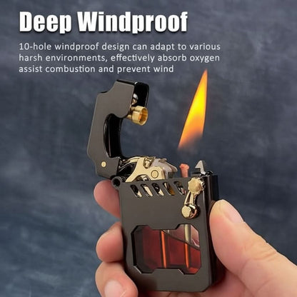 Windproof Lighter Metal Gear-Driven Compact Design