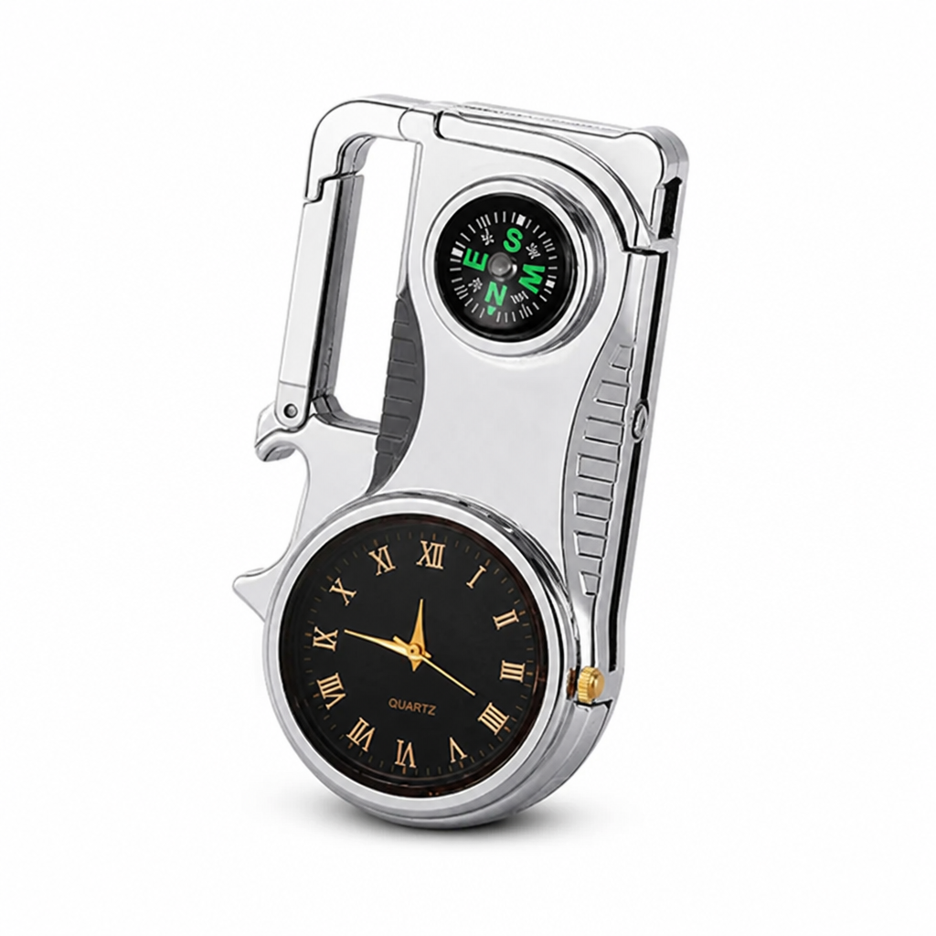 Windproof Outdoor Multi-Tool Lighter (Compass, Watch & Keychain)