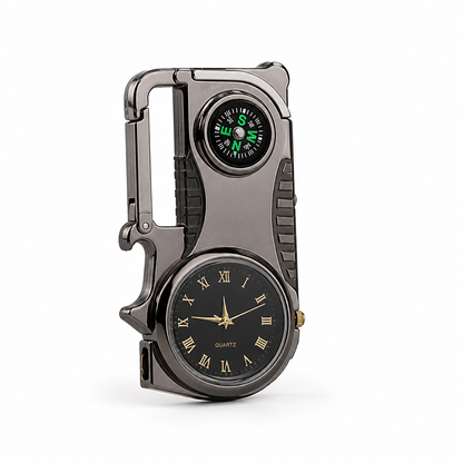 Windproof Outdoor Multi-Tool Lighter (Compass, Watch & Keychain)