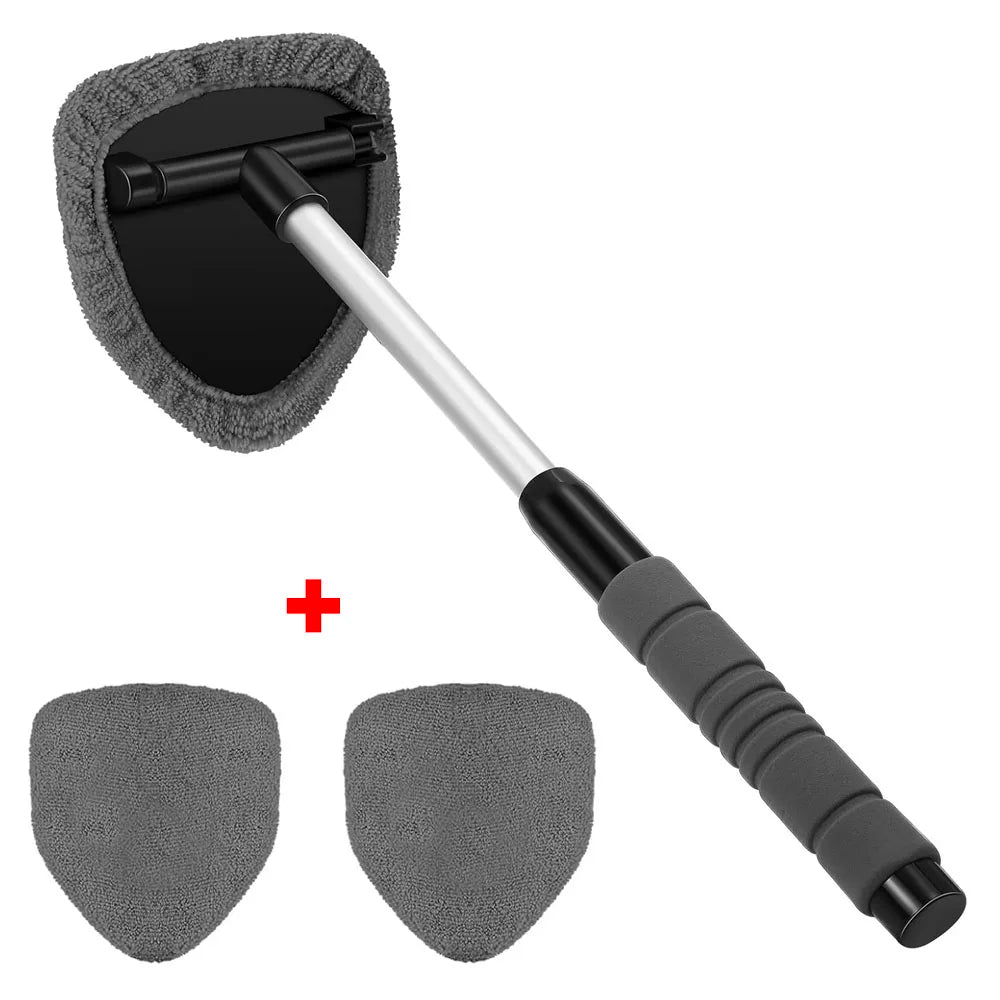 Windshield Brush Extendable Handle Washable Microfiber Pads