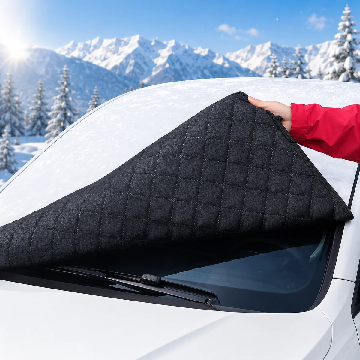 Windshield & Mirror Cover 5-Layer Insulation Elastic Straps