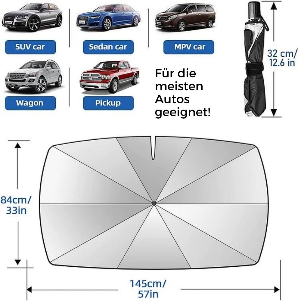 Windshield Sunshade Foldable 360 Degree Handle Reflective Lining