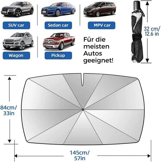 Windshield Sunshade Foldable 360 Degree Handle Reflective Lining