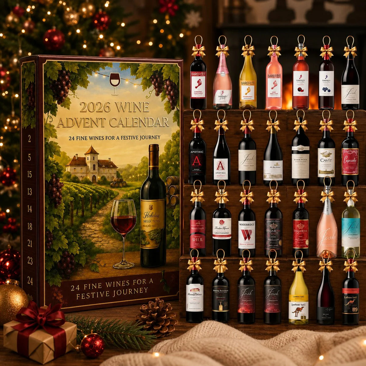 Wine Advent Calendar 24-Day Flat Plastic Bottle Set