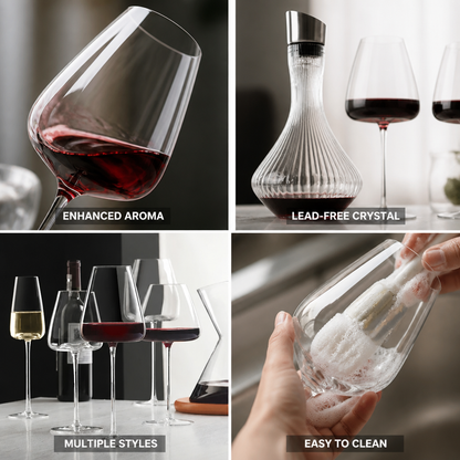 Wine & Champagne Glass Set Handmade Lead-Free Crystal