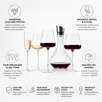 Wine & Champagne Glass Set Handmade Lead-Free Crystal