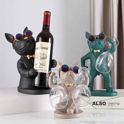Wine Glass Holder Handcrafted Dog Figurine Holds Two
