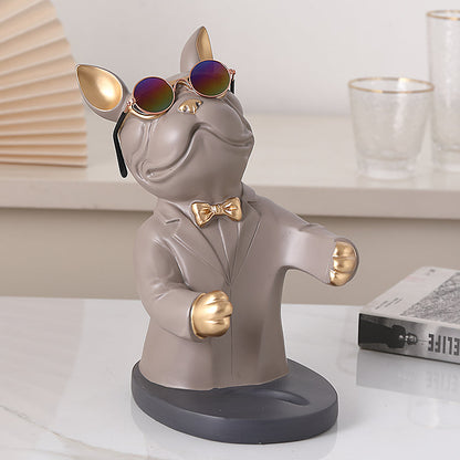Wine Glass Holder Handcrafted Dog Figurine Holds Two