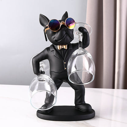 Wine Glass Holder Handcrafted Dog Figurine Holds Two