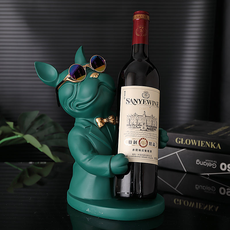 Wine Glass Holder Handcrafted Dog Figurine Holds Two