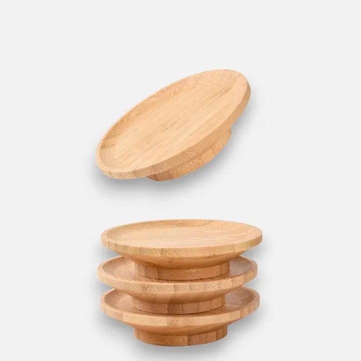 Wine Glass Topper Bamboo Snack Tray Set of 4