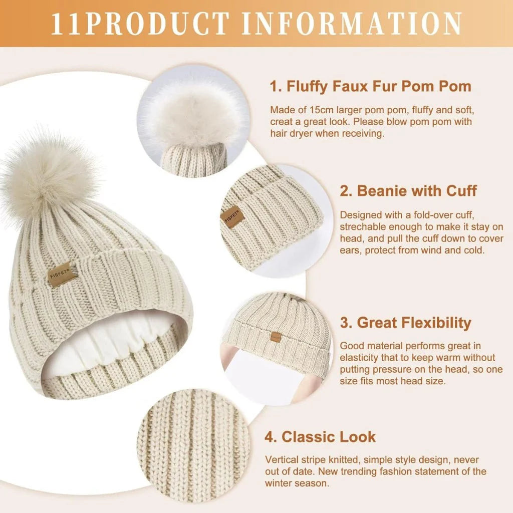 Winter Accessories Set of 3 Soft Knit Touchscreen Gloves