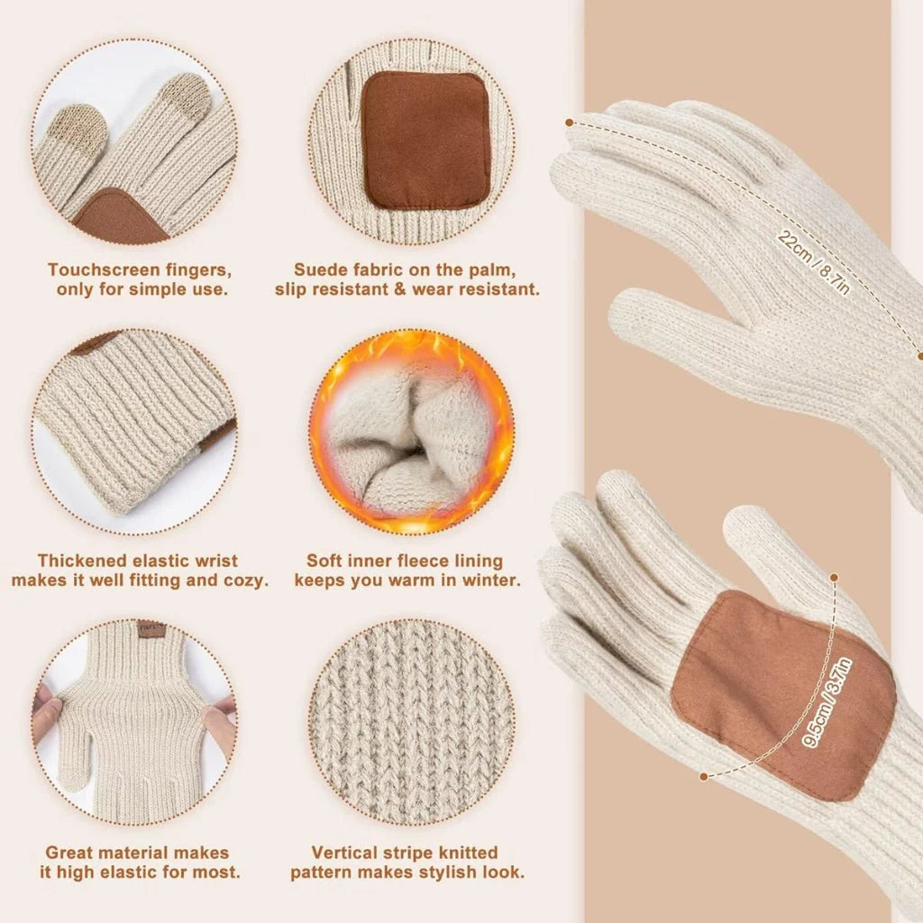 Winter Accessories Set of 3 Soft Knit Touchscreen Gloves