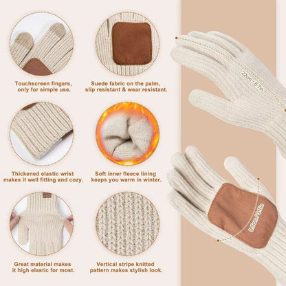 Winter Accessories Set of 3 Soft Knit Touchscreen Gloves