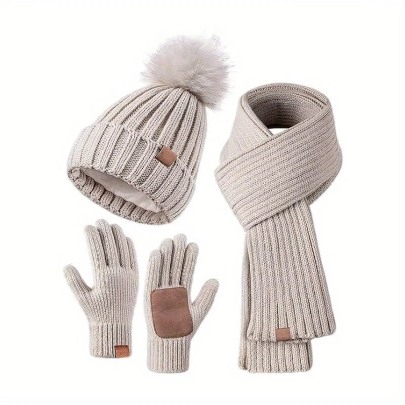 Winter Accessories Set of 3 Soft Knit Touchscreen Gloves