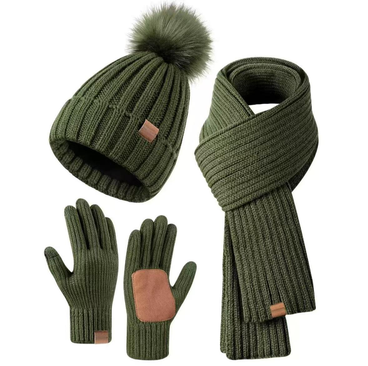 Winter Accessories Set of 3 Soft Knit Touchscreen Gloves