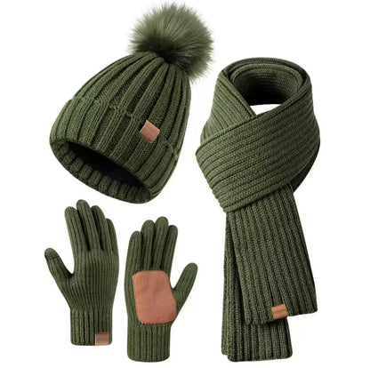 Winter Accessories Set of 3 Soft Knit Touchscreen Gloves