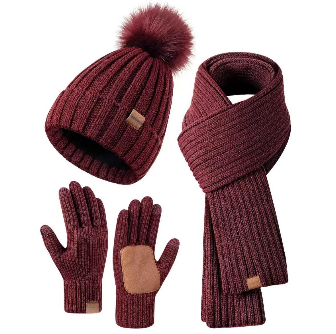 Winter Accessories Set of 3 Soft Knit Touchscreen Gloves