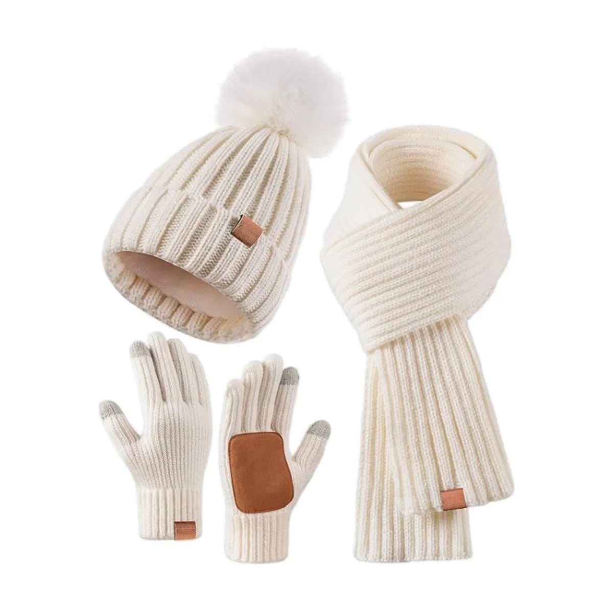 Winter Accessories Set of 3 Soft Knit Touchscreen Gloves