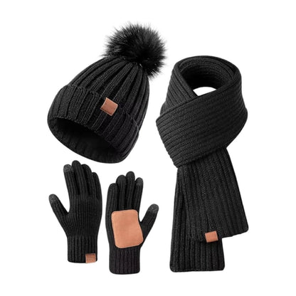 Winter Accessories Set of 3 Soft Knit Touchscreen Gloves