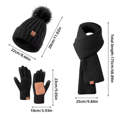 Winter Accessories Set of 3 Soft Knit Touchscreen Gloves
