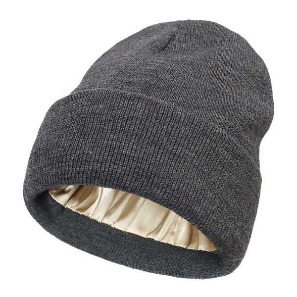 Winter Beanie Wool Outer Silk Lining Lightweight Warmth