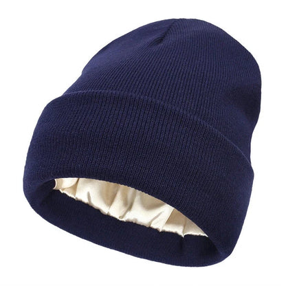 Winter Beanie Wool Outer Silk Lining Lightweight Warmth