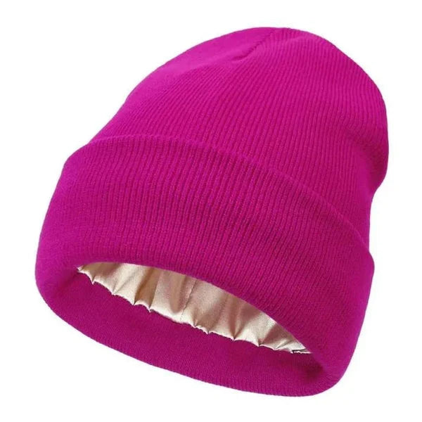 Winter Beanie Wool Outer Silk Lining Lightweight Warmth