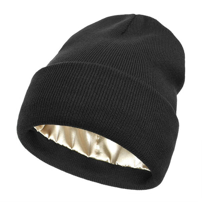 Winter Beanie Wool Outer Silk Lining Lightweight Warmth