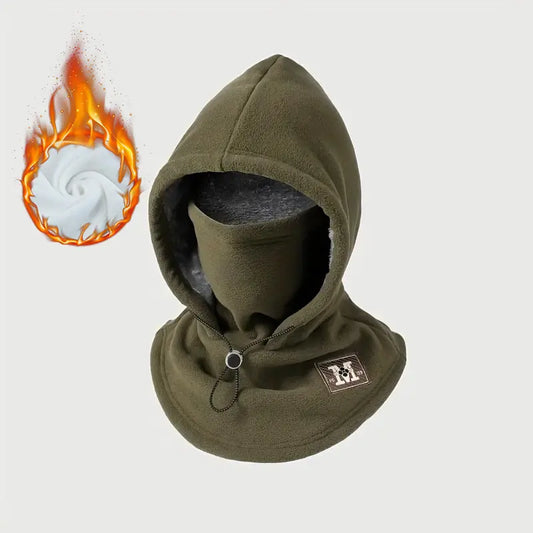 Winter Hat With Face Mask Windproof Flannel Adjustable