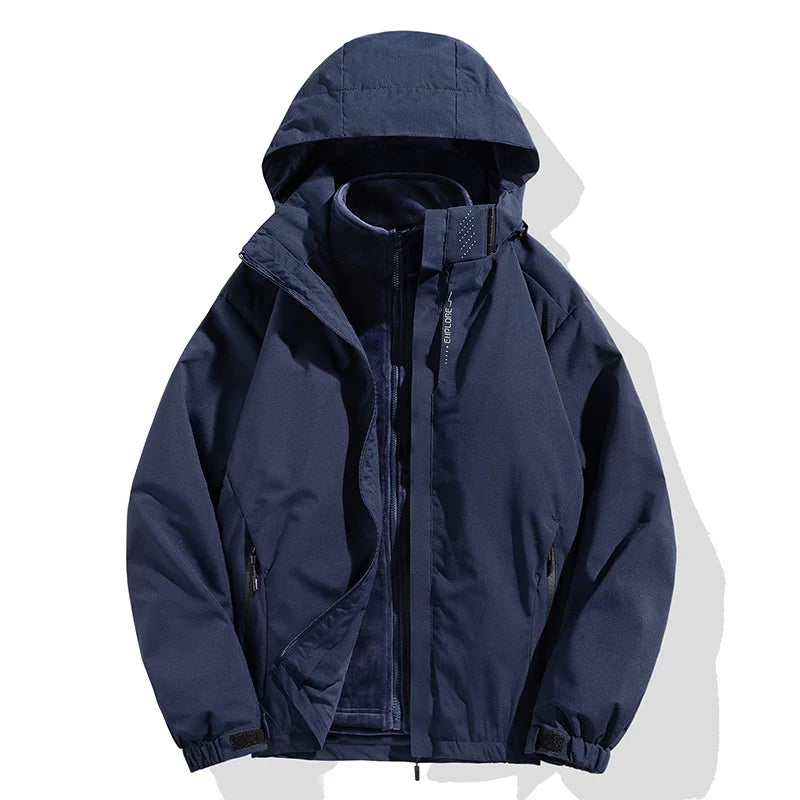Winter Jacket Detachable Fleece Liner Water-Repellent Windproof