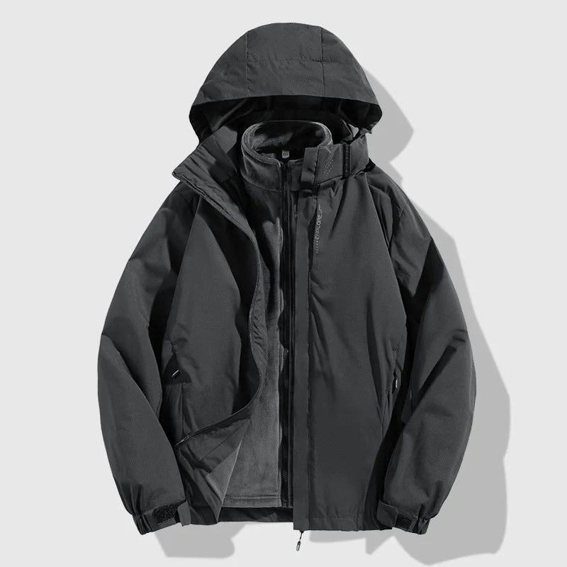 Winter Jacket Detachable Fleece Liner Water-Repellent Windproof