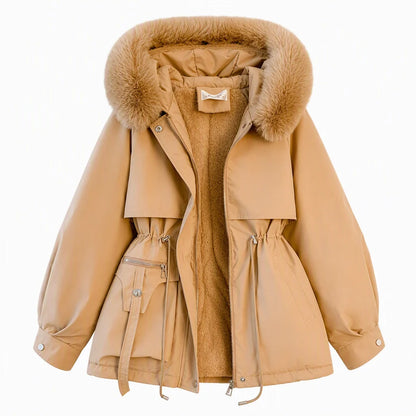 Winter Parka Double Insulated Windproof Adjustable Waist Drawstring