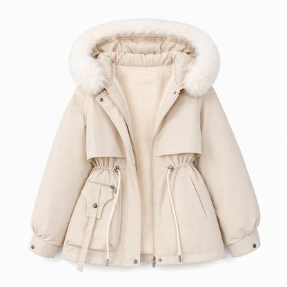 Winter Parka Double Insulated Windproof Adjustable Waist Drawstring