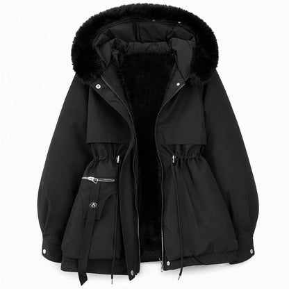 Winter Parka Double Insulated Windproof Adjustable Waist Drawstring