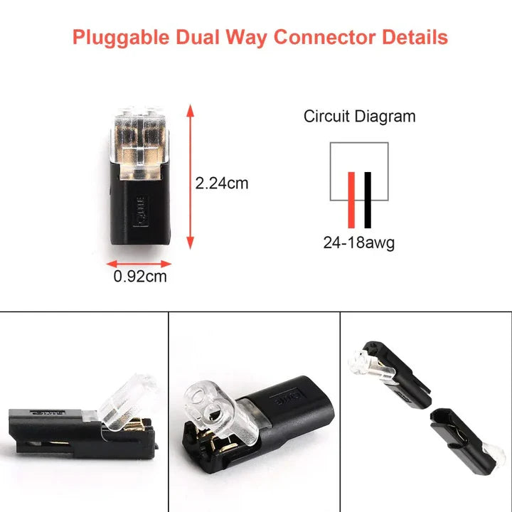 Wire Connector 2-Pole No-Stripping Transparent Window