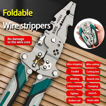 Wire Stripper Pliers Cutting Crimping & Stripping Foldable