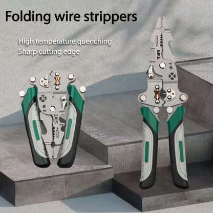 Wire Stripper Pliers Cutting Crimping & Stripping Foldable