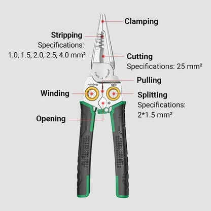 Wire Stripping Pliers Seven-in-One Multi-Function Spring-Loaded Handles