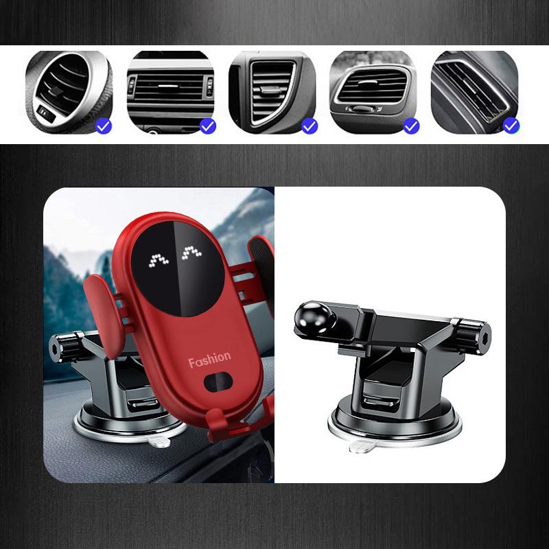 Wireless Car Charger 15W Auto-Clamp Vent & Suction Mount