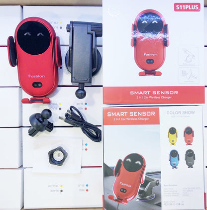 Wireless Car Charger 15W Auto-Clamp Vent & Suction Mount