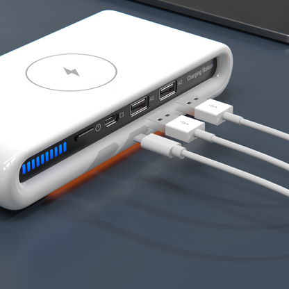 Wireless Charger 4-in-1 Multi-Device USB-A Ports & LED Indicator