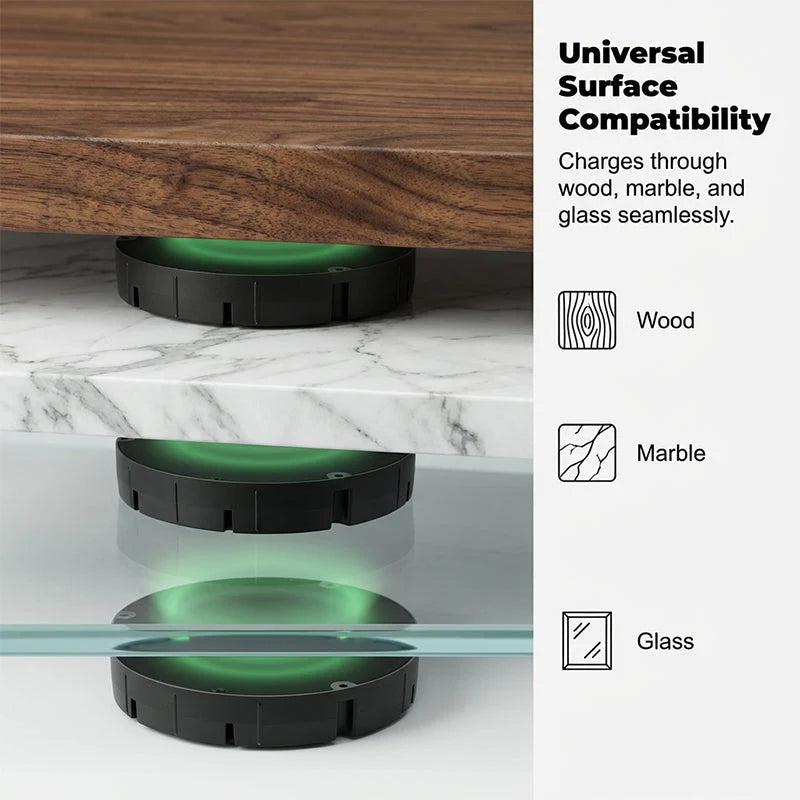 Wireless Charger Under-Desk Mount Through-Tabletop Fast Charging