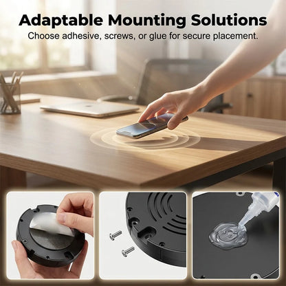 Wireless Charger Under-Desk Mount Through-Tabletop Fast Charging