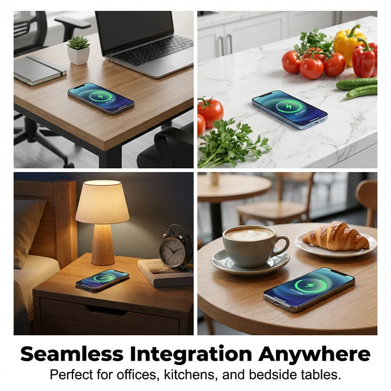 Wireless Charger Under-Desk Mount Through-Tabletop Fast Charging