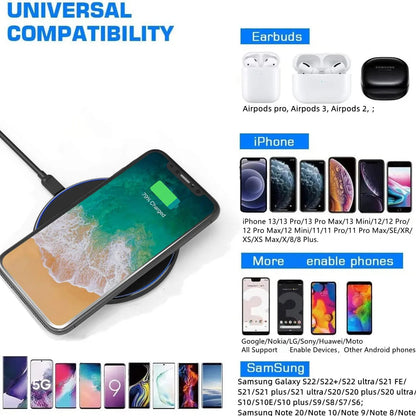 Wireless Charging Pad 30W Fast Charging USB-C Cable Included