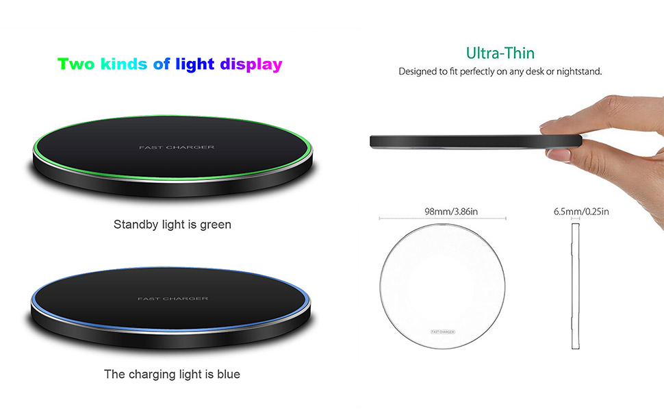 Wireless Charging Pad 30W Fast Charging USB-C Cable Included