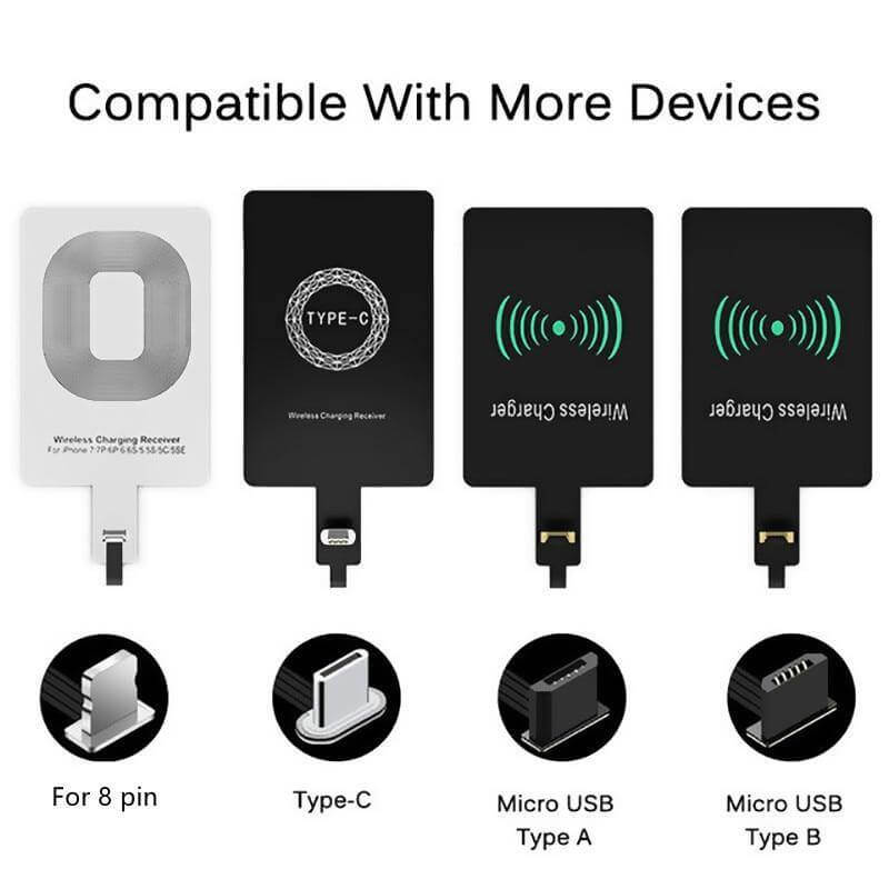 Wireless Charging Receiver Qi-Compatible Slim Plug-In Design