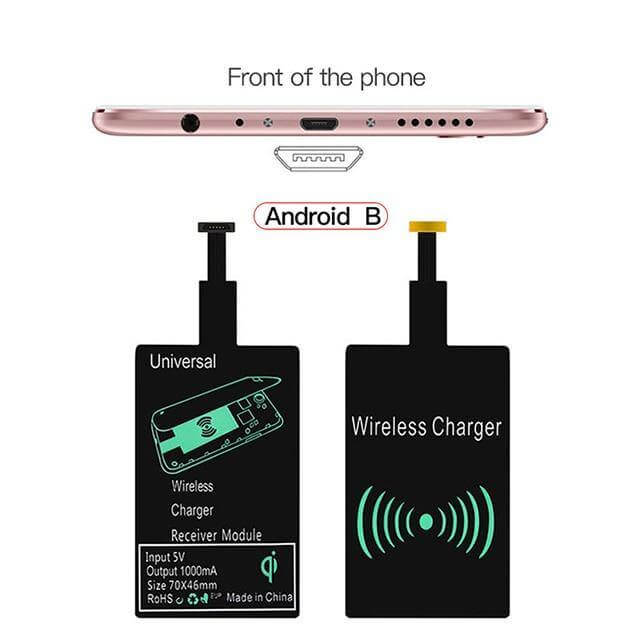Wireless Charging Receiver Qi-Compatible Slim Plug-In Design