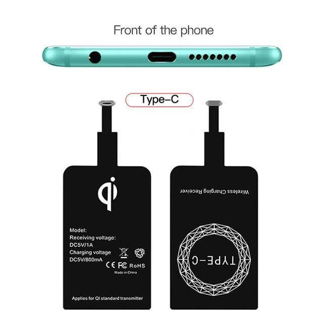 Wireless Charging Receiver Qi-Compatible Slim Plug-In Design
